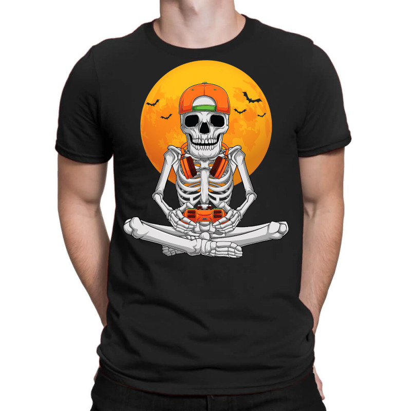 Halloween Skeleton Gamer Video Gaming Boys Men Kids Teens T-shirt | Artistshot