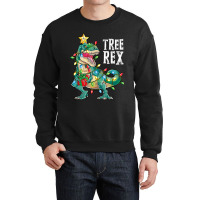 Christmas Dinosaur Tree Rex Pajamas Men Boys Xmas Lights Crewneck Sweatshirt | Artistshot