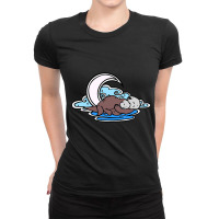 Snoozy Moonlit Otter Ladies Fitted T-shirt | Artistshot