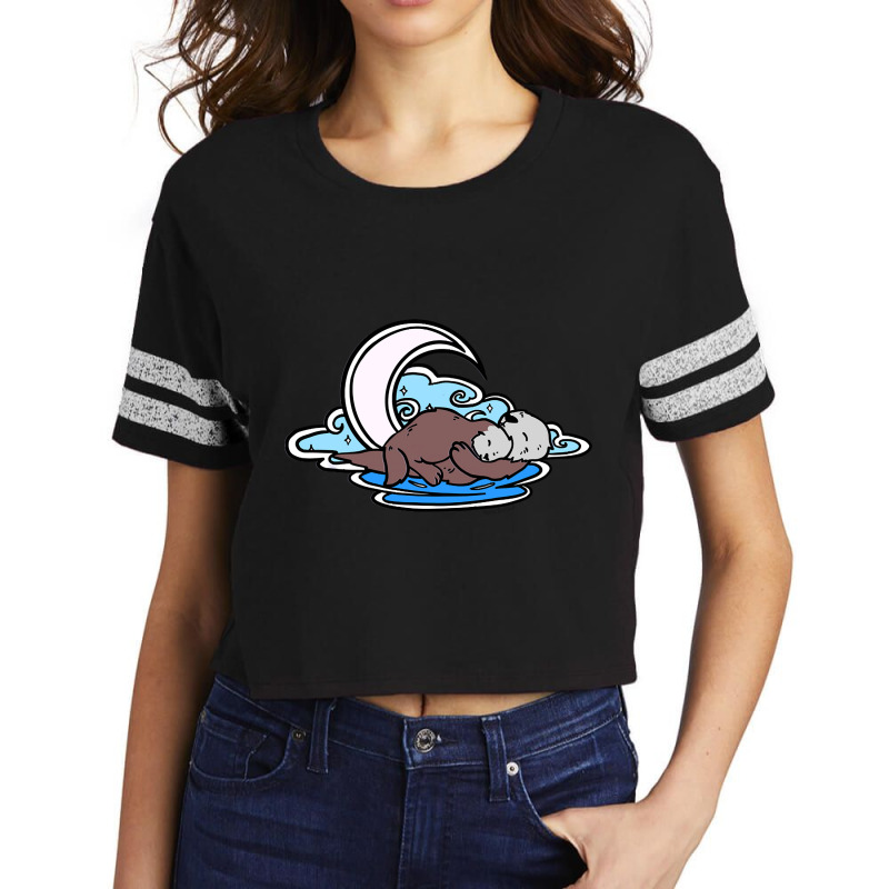 Snoozy Moonlit Otter Scorecard Crop Tee by mckeebeckett3l9yxd | Artistshot