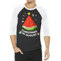 Christmas In August Watermelon Santa Summer Tree 3/4 Sleeve Shirt | Artistshot