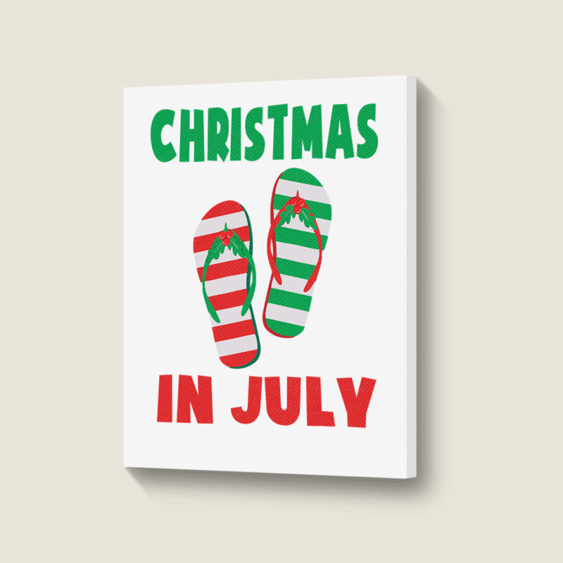 Christmas In July Flip Flop Xmas In July Decorations Party Portrait Canvas Print | Artistshot