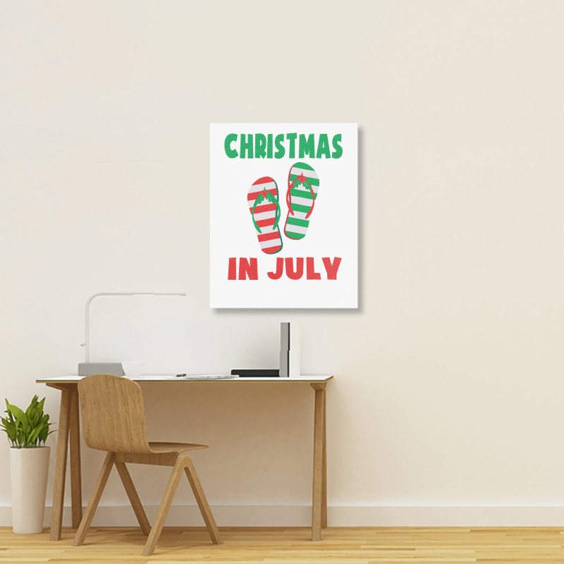 Christmas In July Flip Flop Xmas In July Decorations Party Portrait Canvas Print | Artistshot