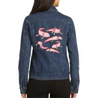 Smiley Axolotl Pattern Ladies Denim Jacket | Artistshot