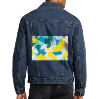 Yellow Paint Textured Men Denim Jacket | Artistshot