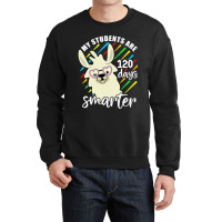 Womens My Students Are 120 Days Smarter Prek Teacher Llama Lovers Vnec Crewneck Sweatshirt | Artistshot