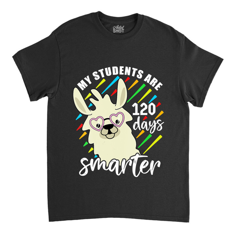 Womens My Students Are 120 Days Smarter Prek Teacher Llama Lovers Vnec Classic T-shirt by Davidartist | Artistshot