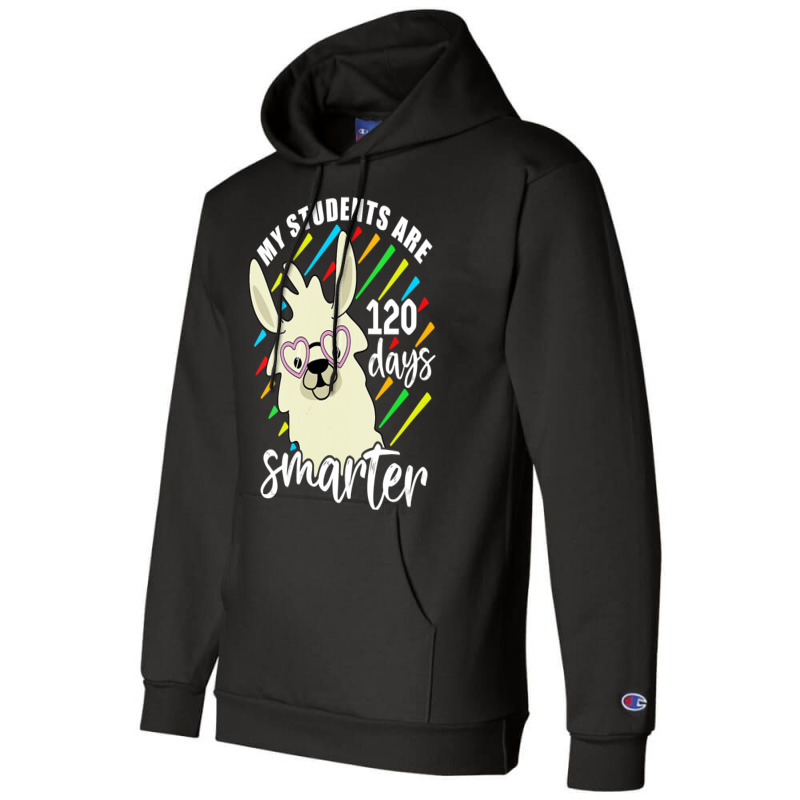 Womens My Students Are 120 Days Smarter Prek Teacher Llama Lovers Vnec Champion Hoodie by Davidartist | Artistshot