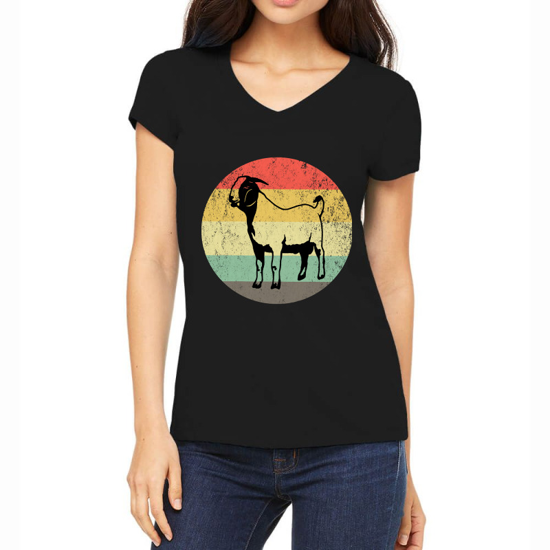 Vintage Sunset Goat Women's V-Neck T-Shirt by Sierra Dennis | Artistshot