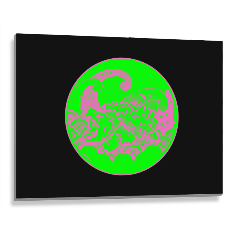 Giant Alligator Snapping Turtle - Japanese Style For Reptiles Lovers - Metal Print Horizontal | Artistshot