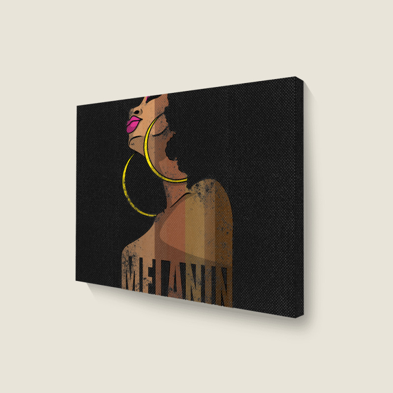 Melanin Drippin Beautiful Afro Woman Black History Feb Gift Landscape Canvas Print | Artistshot