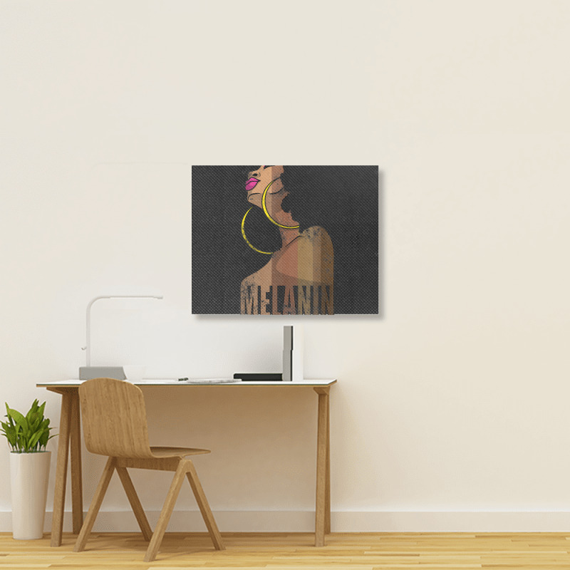 Melanin Drippin Beautiful Afro Woman Black History Feb Gift Landscape Canvas Print | Artistshot