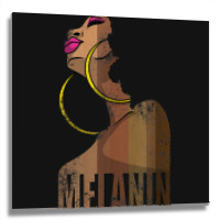 Melanin Drippin Beautiful Afro Woman Black History Feb Gift Metal Print Square | Artistshot