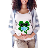 Clover Irish Shamrock In A Mask For St Patricks   Pattys Day Maternity Scoop Neck T-shirt | Artistshot