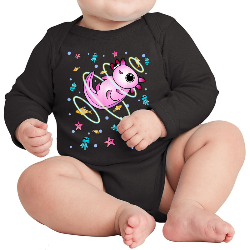 Underwater Axolotl Long Sleeve Baby Bodysuit | Artistshot