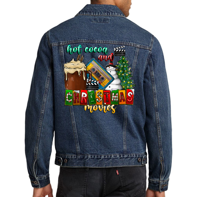 Hot Cocoa And Christmas Movies Merry Christmas Western T Shirt Men Denim Jacket | Artistshot