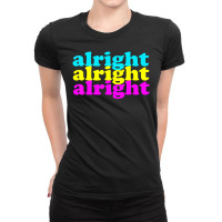 Bright Neon Colours Pink Blue Yellow Alright 70s 80s Ladies Fitted T-shirt | Artistshot