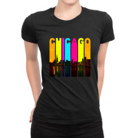 Retro Chicago Illinois Cityscape Skyline Ladies Fitted T-shirt | Artistshot