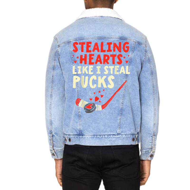 Stealing Heart Like I Steal Pucks Valentines Day Hockey T Shirt Unisex Sherpa-lined Denim Jacket | Artistshot