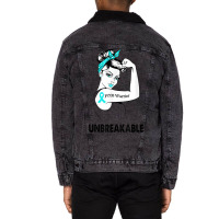 Pcos Warrior Unbreakable Gift Pcos Awareness Unisex Sherpa-lined Denim Jacket | Artistshot