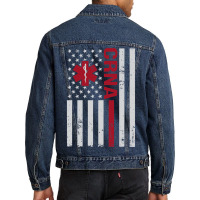 Crna Certified Registered Nurse Anesthetist Usa Flag Men Denim Jacket | Artistshot