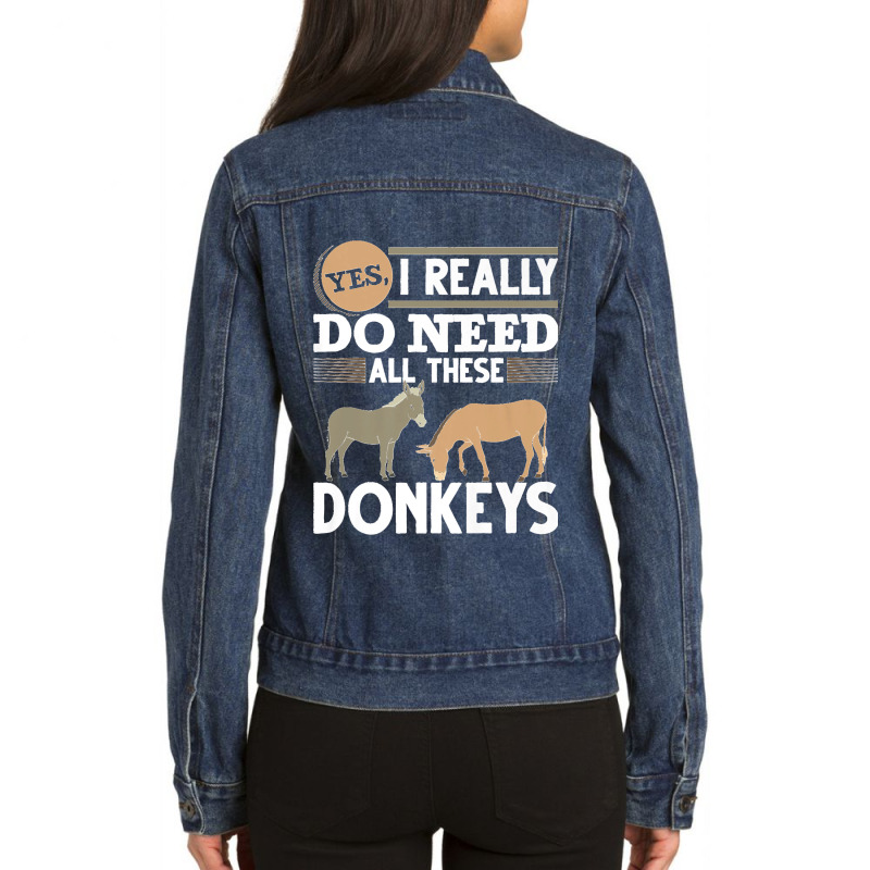 Farm Animal Lover Farming Farmer Funny Donkey Premium Ladies Denim Jacket by ROBERTCHESTERTAFT | Artistshot