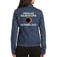 Utah 2023 Solar Eclipse Utah Bluff Richfield Monticello City T Shirt Ladies Denim Jacket | Artistshot