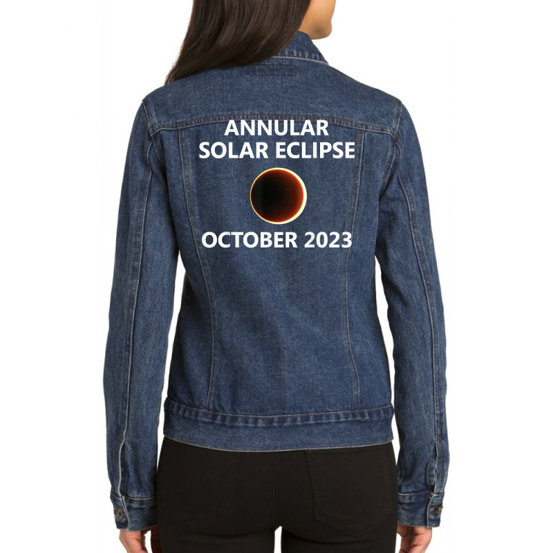 Utah 2023 Solar Eclipse Utah Bluff Richfield Monticello City T Shirt Ladies Denim Jacket by j83tytler | Artistshot