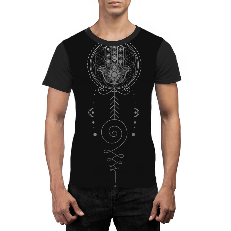 Hamsa Hand Unalome Graphic T-shirt | Artistshot