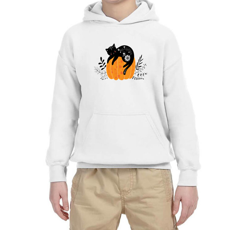 Cute Hand Drawn Halloween Black Cat Classic Youth Hoodie | Artistshot