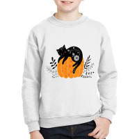 Cute Hand Drawn Halloween Black Cat Classic Youth Sweatshirt | Artistshot