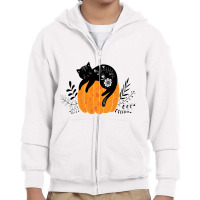 Cute Hand Drawn Halloween Black Cat Classic Youth Zipper Hoodie | Artistshot