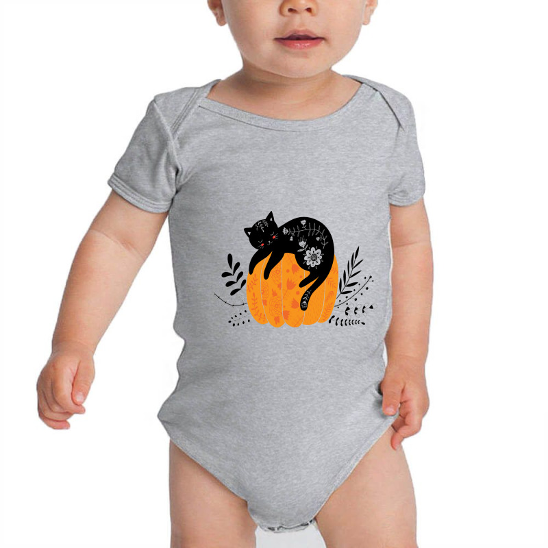 Cute Hand Drawn Halloween Black Cat Classic Baby Bodysuit | Artistshot