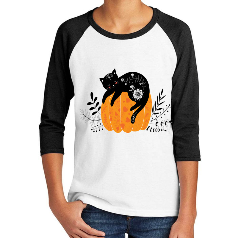 Cute Hand Drawn Halloween Black Cat Classic Youth 3/4 Sleeve | Artistshot