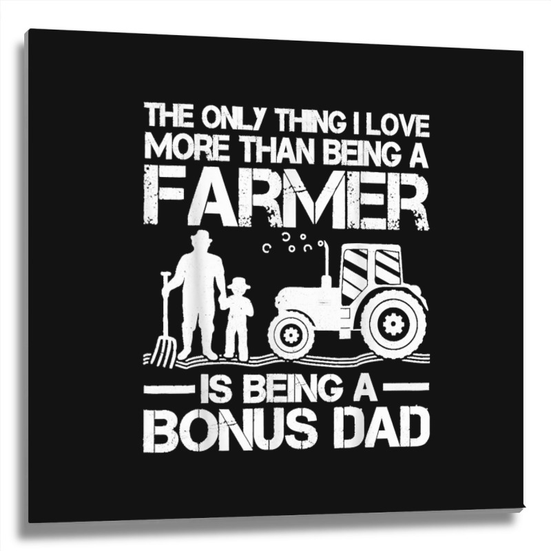 Funny Farming Tractor Retro Farmer Bonus Dad Father's Day Metal Print Square | Artistshot