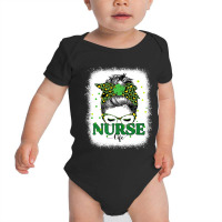 Bleached Nurse Life Messy Bun Leopard St Patricks Day Baby Bodysuit | Artistshot