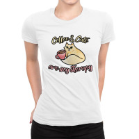 Coffee And Cats Are My Therapy Ladies Fitted T-shirt | Artistshot