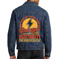 Funny Electricity Electrical Lineman Electrician Men Denim Jacket | Artistshot