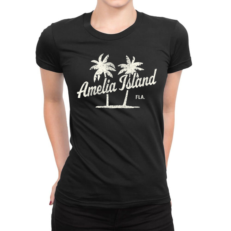 Amelia Island Florida Vintage 70s Palm Trees Ladies Fitted T-Shirt by michaelyounger19 | Artistshot