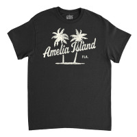 Amelia Island Florida Vintage 70s Palm Trees Classic T-shirt | Artistshot