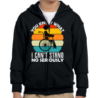 Amputee Humor Wheelchair Handicap 70s Retro Youth Zipper Hoodie | Artistshot