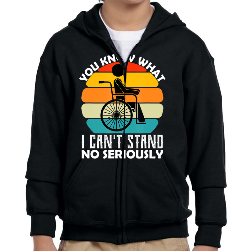 Amputee Humor Wheelchair Handicap 70s Retro Youth Zipper Hoodie by michaelyounger19 | Artistshot