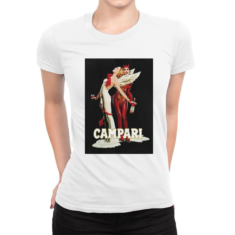 Vintage Campari Italian Bitters Aperitif Angel And Devil Rb Ladies Fitted T-Shirt by evanasdonna | Artistshot