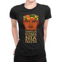 Celebrate Seven Principles Of Kwanzaa Dec 26 - Jan 1 Black Ladies Fitted T-shirt | Artistshot