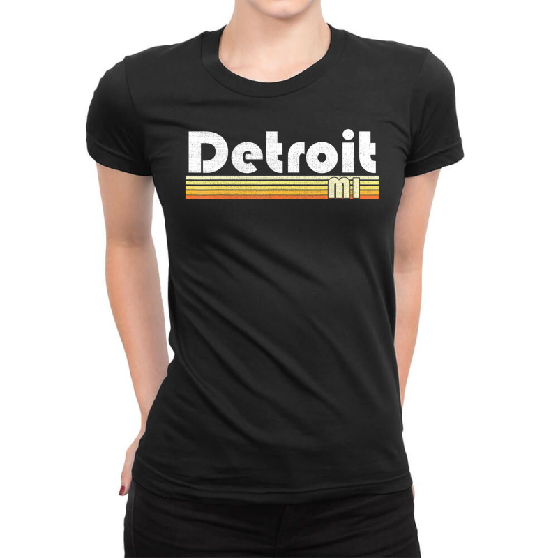 Detroit Michigan Retro Style City Town Vintage Pride 70s 80s Ladies Fitted T-Shirt by hongquangd | Artistshot