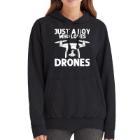 Funny Drone Design For Boys Kids Drone Camera Pilot Lovers Premium Vintage Hoodie | Artistshot