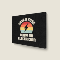 Electrician Save A Fuse Funny Lineman Wireman Retro Vintage Premium Landscape Canvas Print | Artistshot