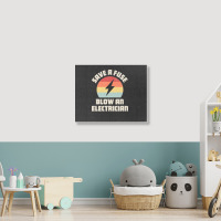 Electrician Save A Fuse Funny Lineman Wireman Retro Vintage Premium Landscape Canvas Print | Artistshot