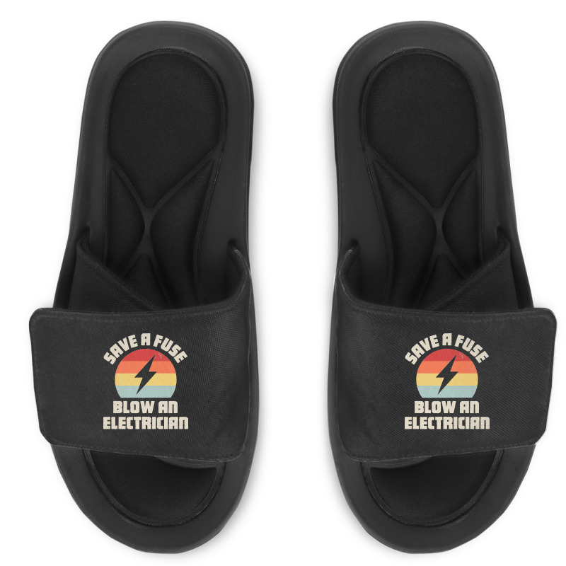 Electrician Save A Fuse Funny Lineman Wireman Retro Vintage Premium Slide Sandal | Artistshot