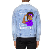 Chiari Malformation Warrior Indestructible Awareness Gift Unisex Sherpa-lined Denim Jacket | Artistshot